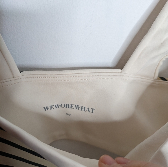 WEWOREWHAT Bandana Stripes Off-White Multi Bandeau Bra Top NEW Size S - Picture 2 of 7